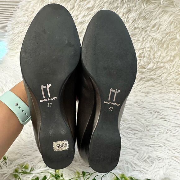 Thierry Rabotin Women's Pewter Metallic Peep Toe Low Wedge Made in Italy 37/ 6.5 - Picture 8 of 10